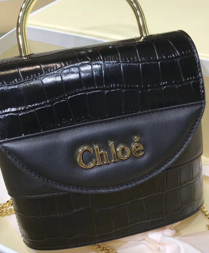 Chloe Small Aby Lock Bag Handbag Leather Black